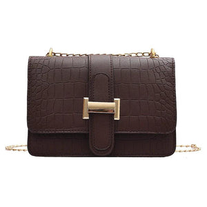 Stone Grain Women Chain Shoulder Bags Vintage PU Leather Crossbody Messenger Han
