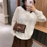 Stone Grain Women Chain Shoulder Bags Vintage PU Leather Crossbody Messenger Han