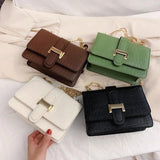 Stone Grain Women Chain Shoulder Bags Vintage PU Leather Crossbody Messenger Han