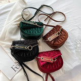 Velvet Saddle Crossbody Bag Flap Shoulder Clutch Handbag