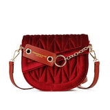 Velvet Saddle Crossbody Bag Flap Shoulder Clutch Handbag