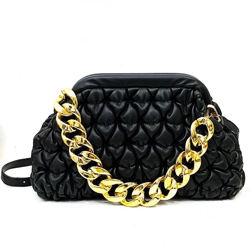 Chain Small Clutch PU Leather Handbags Shoulder Bag for Women