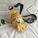 Lovely Girl Chest Bag Bear Canvas Crossbody Bag