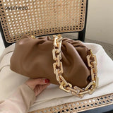 Women Cloud Clutch Bag Ladies Chain Shoulder Bag Soft PU Handbag Tote
