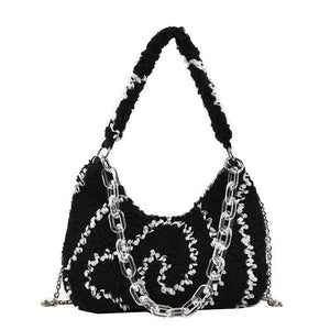 Women's Curly Plush Chain High Capacity Handbag