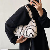 Women's Curly Plush Chain High Capacity Handbag