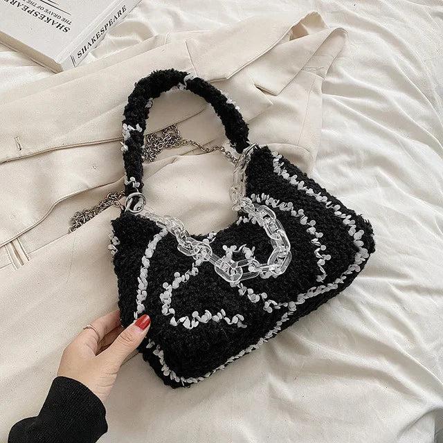 Women's Curly Plush Chain High Capacity Handbag