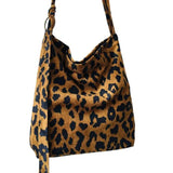 Leopard Shoulder Bag Cotton Woman Large Tote Handbag Shopping Eco Messenger