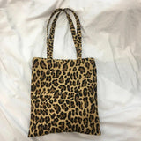 Leopard Shoulder Bag Cotton Woman Large Tote Handbag Shopping Eco Messenger