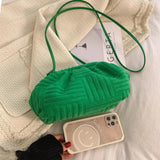 Women's Striped Cotton Fabric Shoulder Bag Soft Messenger Tote