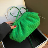 Women's Striped Cotton Fabric Shoulder Bag Soft Messenger Tote