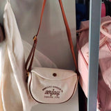 Letter Embroidery Women Crossbody Bag Corduroy Small Shoulder Bag