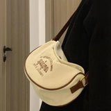 Letter Embroidery Women Crossbody Bag Corduroy Small Shoulder Bag