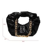 Pleated Cloud Bag Round Handbag For Women Thick Chain Shoulder Bag Tote Bag