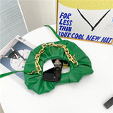 Pleated Cloud Bag Round Handbag For Women Thick Chain Shoulder Bag Tote Bag