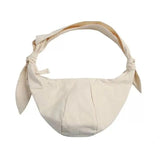 Women Canvas Hobos Tie Cross-body Shoulder Bag Solid Large Capacity
