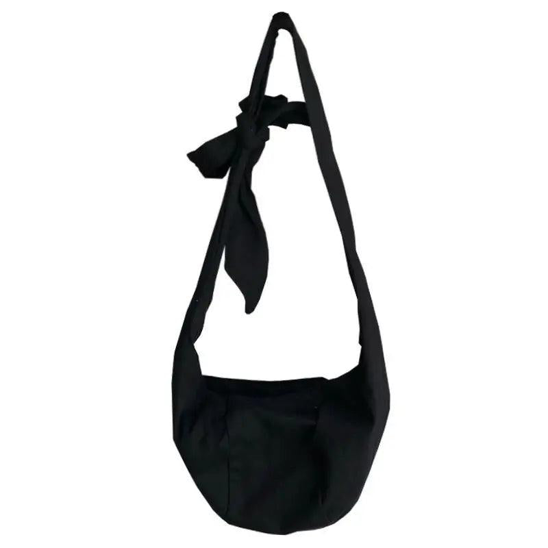 Women Canvas Hobos Tie Cross-body Shoulder Bag Solid Large Capacity
