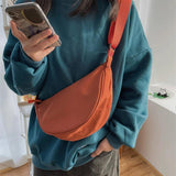 Solid Women's Shoulder Bag with Adjustable Strap and Zipper
