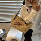 Canvas Women Shoulder Bag Brown Bucket Bag Large Capacity Dumpling Handbag