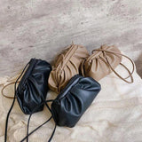 Women Clutch Evening Party Bags Ruched Pillow Bag Leather Handbag