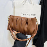 Pleated Handbag Women Pu Leather Crossbody Bag Shoulder Bag