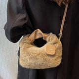 Faux Fur Handbag Small Lady Shoulder Crossbody Bag Casual Tote