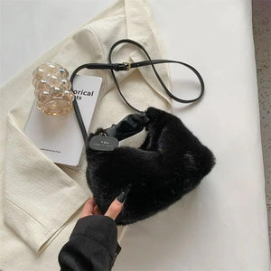 Faux Fur Handbag Small Lady Shoulder Crossbody Bag Casual Tote