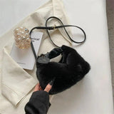 Faux Fur Handbag Small Lady Shoulder Crossbody Bag Casual Tote