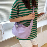 Purple Canvas Crossbody Bag for Women Large Capacity Travel Handbags