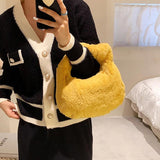 Plush Handbag for Women Shoulder Bags Lady Shopping Pack Evening Bag