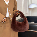 Plush Handbag for Women Shoulder Bags Lady Shopping Pack Evening Bag