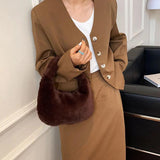 Plush Handbag for Women Shoulder Bags Lady Shopping Pack Evening Bag
