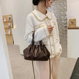 Pleated Cloud Shoulder Bag Women Clip Purse Underarm Handbag