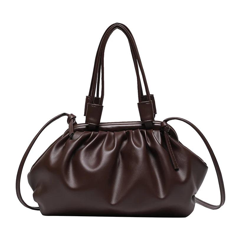 Pleated Cloud Shoulder Bag Women Clip Purse Underarm Handbag