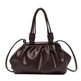 Pleated Cloud Shoulder Bag Women Clip Purse Underarm Handbag