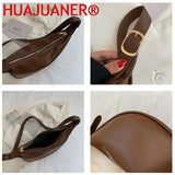 Vintage PU Leather Shoulder Bag For Women Ladies Handbags Female Solid Hobos Mes
