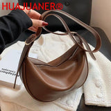 Vintage PU Leather Shoulder Bag For Women Ladies Handbags Female Solid Hobos Mes