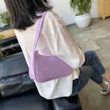 Women's Solid PU Leather Shoulder Bag Casual Tote Handbag