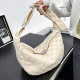 Plaid Woolen Cloth Messenger Bag Large Capacity Casual Tote Bag