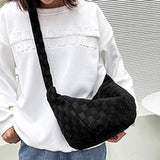 Plaid Woolen Cloth Messenger Bag Large Capacity Casual Tote Bag