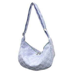 Plaid Woolen Cloth Messenger Bag Large Capacity Casual Tote Bag