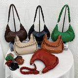Half Moon Shoulder Bag Clutch PU Leather Messenger Hobo Armpit Bag