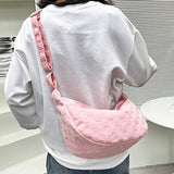 Plaid Woolen Cloth Shoulder Bag Large Capacity Soft Purse for Shopping Party