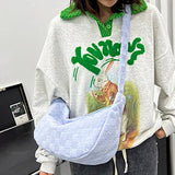 Plaid Woolen Cloth Shoulder Bag Large Capacity Soft Purse for Shopping Party