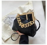 Solid Weaving Crossbody Bags For Women Small Clutch Female Party Handbags And Pu