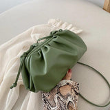 Retro Cloud Bag Green Folded Dumpling Crossbody Bag