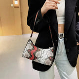 PU Snakeskin Pattern Zipper Handbags for Women