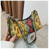 PU Snakeskin Pattern Zipper Handbags for Women