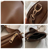 Vintage Casual Shoulder Bags Women PU Leather Half Moon Crossbody Bag