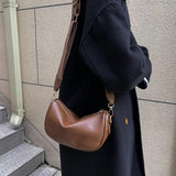 Vintage Casual Shoulder Bags Women PU Leather Half Moon Crossbody Bag